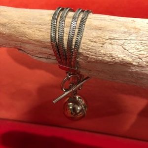 SILVER SNAKE CHAIN BRACELET WITH BALL CHARM